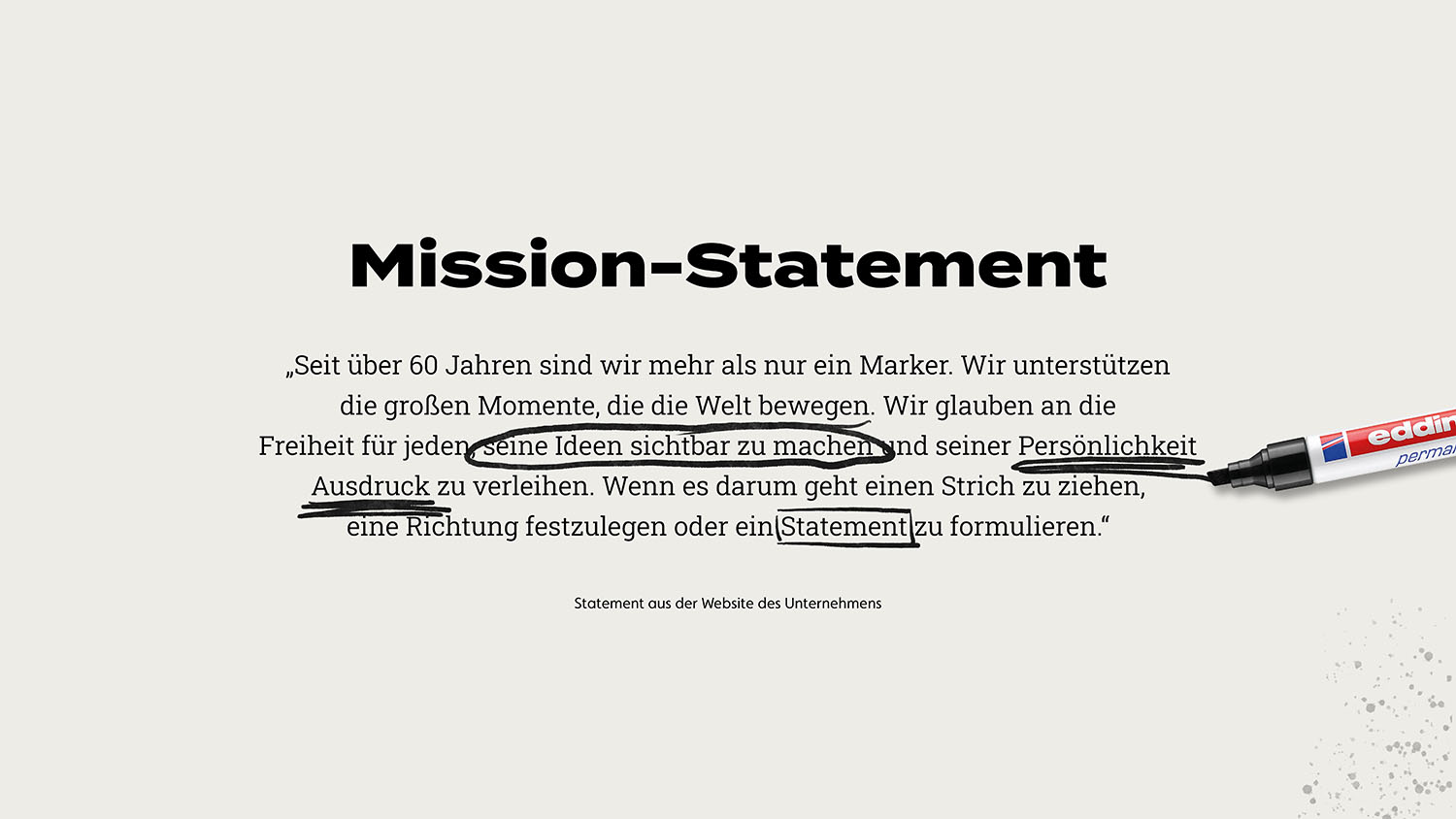 Mission Statement der Marke edding